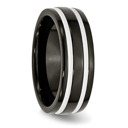 Titanium 8mm Black Ip Plated Polished Band