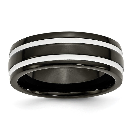 Titanium 8mm Black Ip Plated Polished Band
