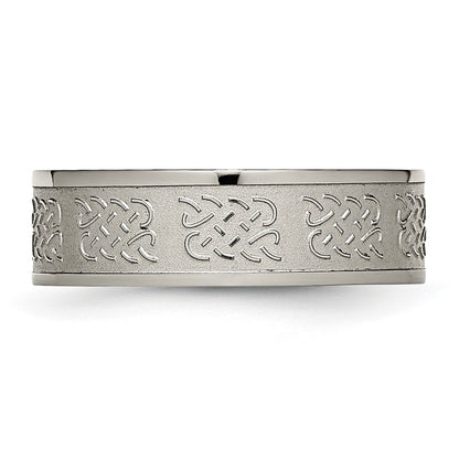 Titanium Satin Center 7mm Fancy Design Band