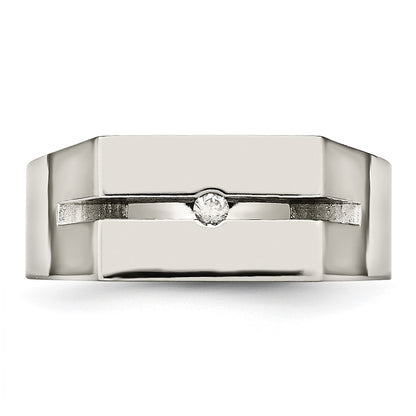 Titanium With Diamond Polished Band
