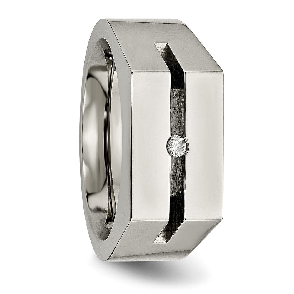 Titanium With Diamond Polished Band