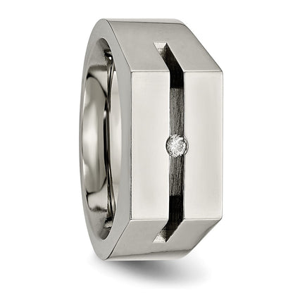 Titanium With Diamond Polished Band