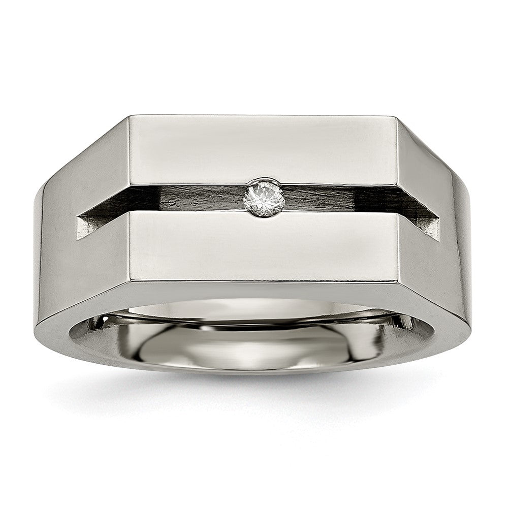 Titanium With Diamond Polished Band