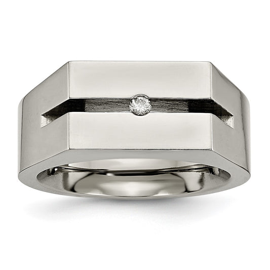 Titanium With Diamond Polished Band