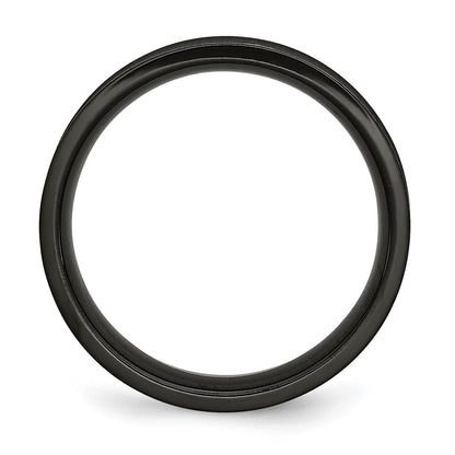 Titanium Cross Black Ip Plated 6mm Concave Band