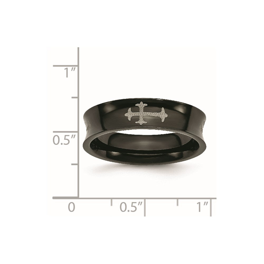 Titanium Cross Black Ip Plated 6mm Concave Band