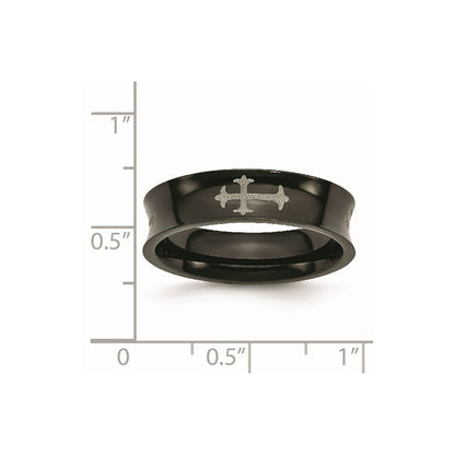 Titanium Cross Black Ip Plated 6mm Concave Band