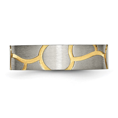 Titanium Brushed Yellow Ip Plated 6mm Grooved Band