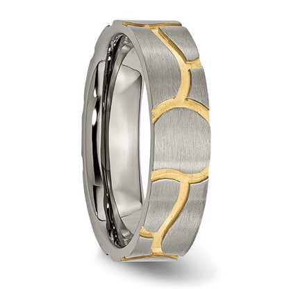 Titanium Brushed Yellow Ip Plated 6mm Grooved Band