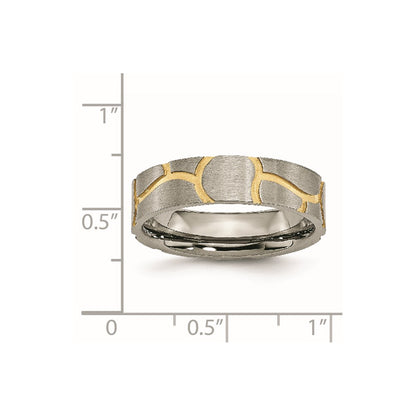 Titanium Brushed Yellow Ip Plated 6mm Grooved Band