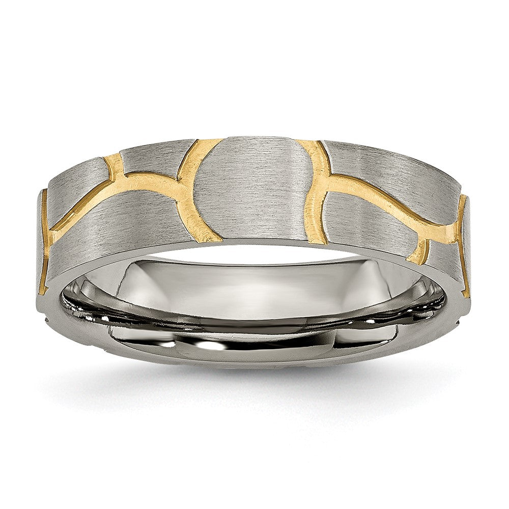 Titanium Brushed Yellow Ip Plated 6mm Grooved Band