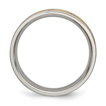 Titanium Brushed And Yellow Ip Plated Ladies 6mm Band