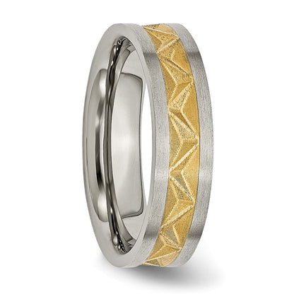 Titanium Brushed And Yellow Ip Plated Ladies 6mm Band