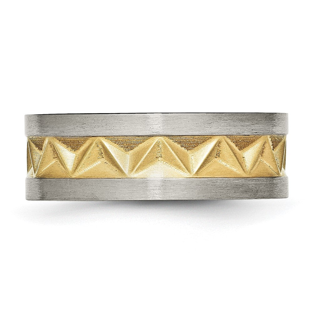 Titanium Brushed And Yellow Ip Plated Mens 8mm Band