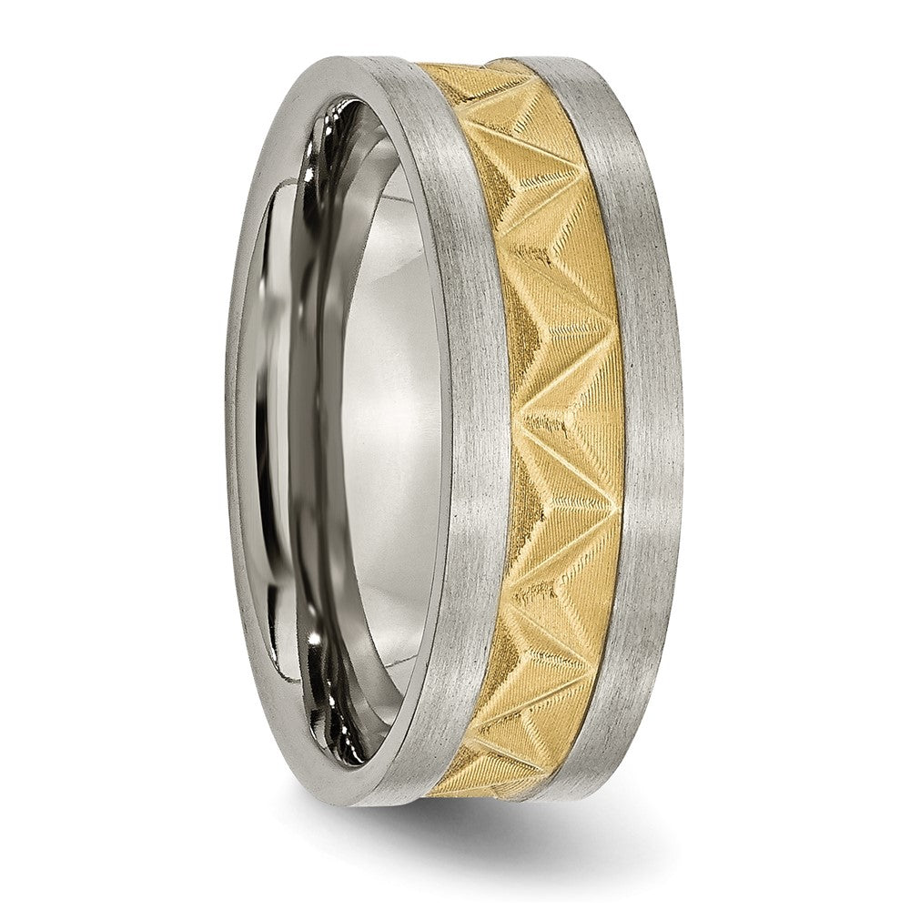 Titanium Brushed And Yellow Ip Plated Mens 8mm Band