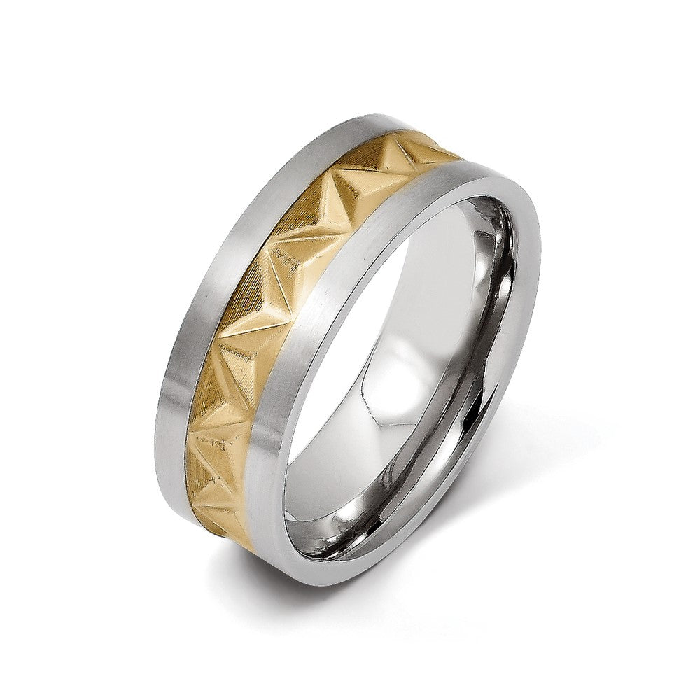 Titanium Brushed And Yellow Ip Plated Mens 8mm Band