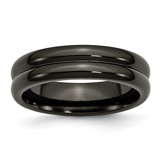 Titanium Black Ti Domed 6mm Polished Band