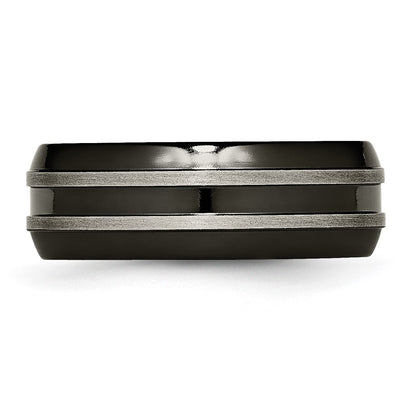 Titanium Grey & Black Ti Brushed And Polished 8mm Band