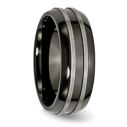 Titanium Grey & Black Ti Brushed And Polished 8mm Band