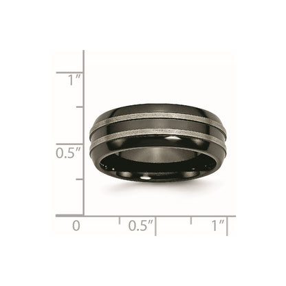 Titanium Grey & Black Ti Brushed And Polished 8mm Band