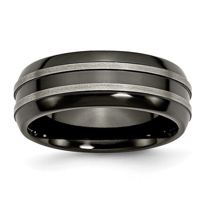 Titanium Grey & Black Ti Brushed And Polished 8mm Band