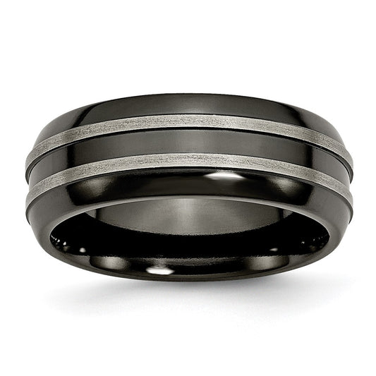 Titanium Grey & Black Ti Brushed And Polished 8mm Band