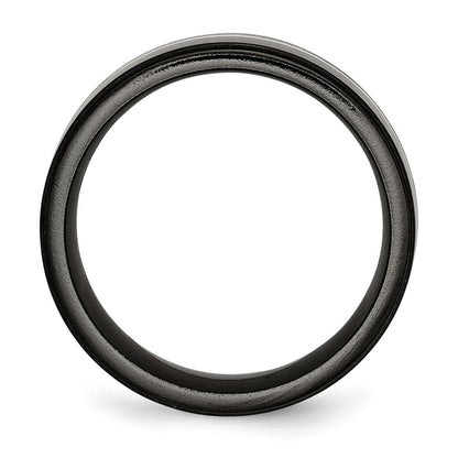 Titanium/Silver Two Tone Titanium Black Ti With Sterling Silver Inlay Polished 10mm Band