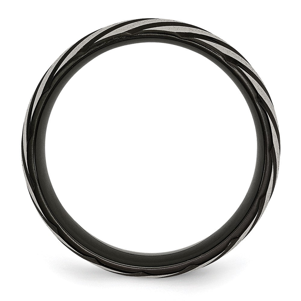 Titanium Brushed & Polished Black Ip Plated 8mm Grooved Band