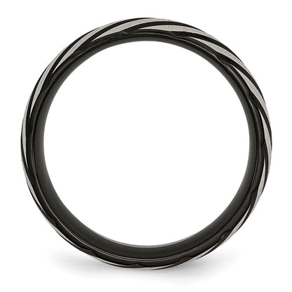 Titanium Brushed & Polished Black Ip Plated 8mm Grooved Band