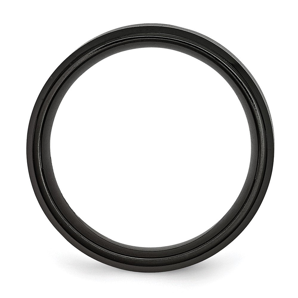 Titanium Brushed & Polished Black Ip Plated Striped 8mm Band