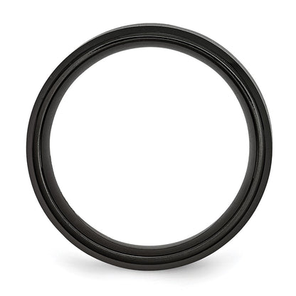 Titanium Brushed & Polished Black Ip Plated Striped 8mm Band
