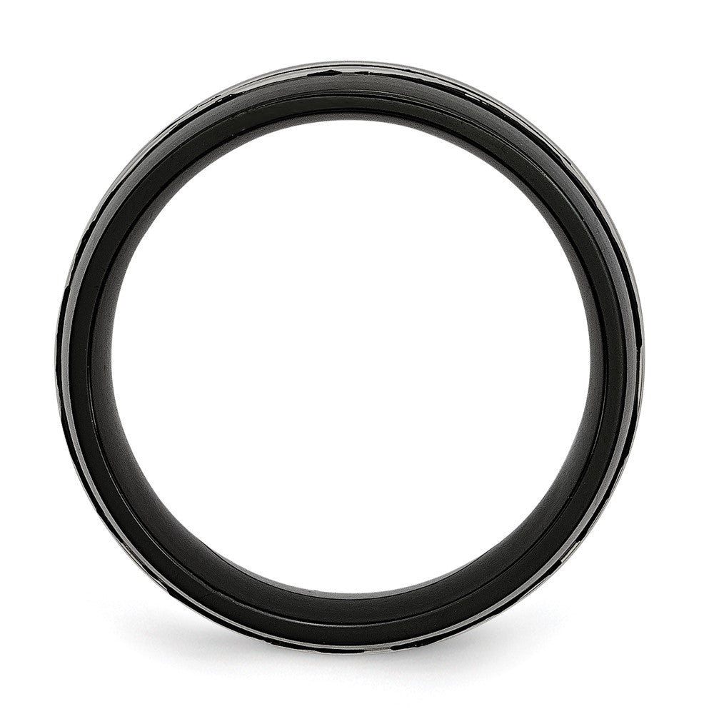 Titanium Grooved 8mm Black Ip Plated Brushed & Polished Band