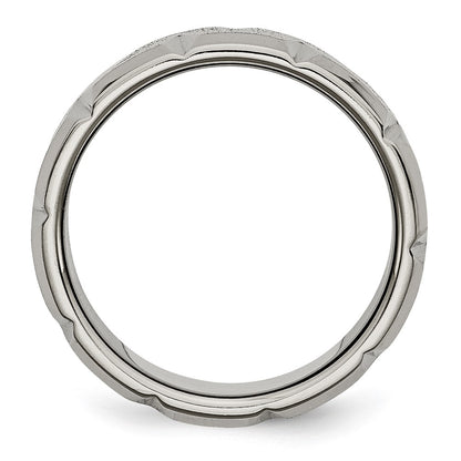 Titanium Beveled Edge Notched 8mm Brushed Band
