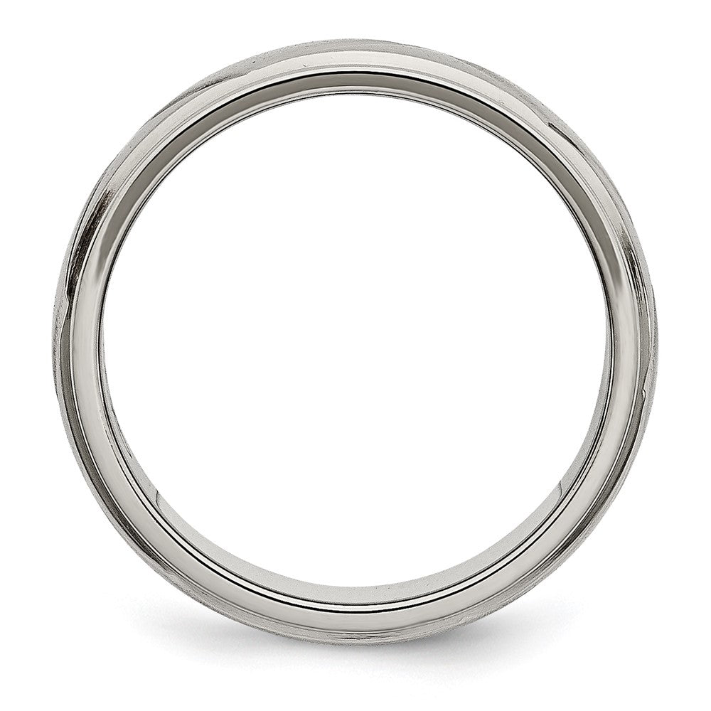 Titanium Polished X Design 8mm Satin Center Ridged Edge Band
