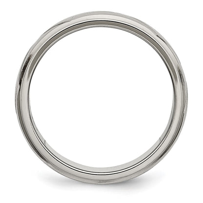Titanium Polished X Design 8mm Satin Center Ridged Edge Band