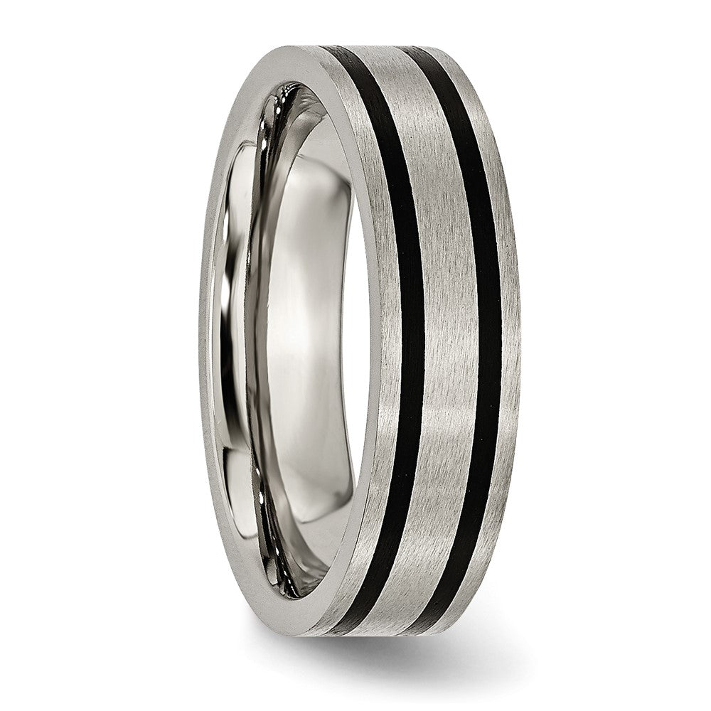 Titanium Brushed Enameled Flat 6mm Band