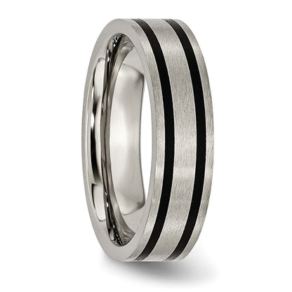 Titanium Brushed Enameled Flat 6mm Band