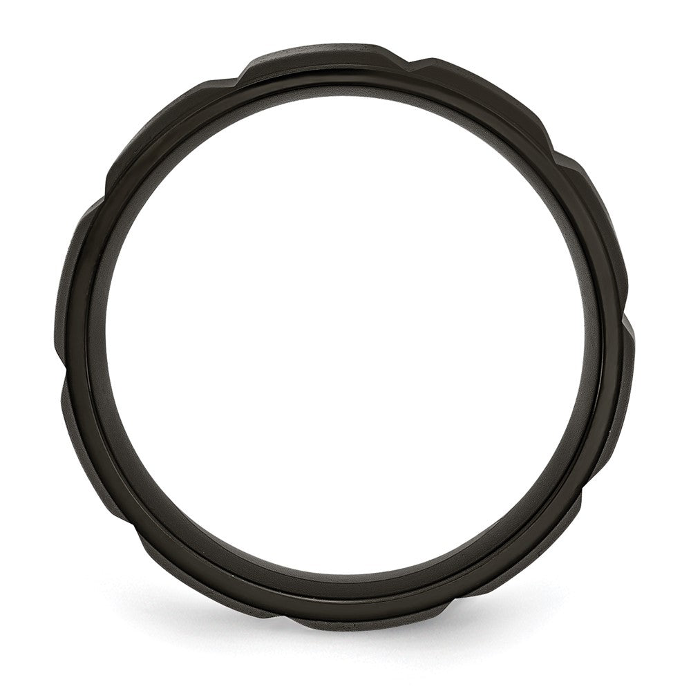 Titanium Brushed And Polished Black Ip Plated 8mm Grooved Band