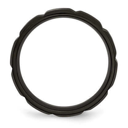 Titanium Brushed And Polished Black Ip Plated 8mm Grooved Band
