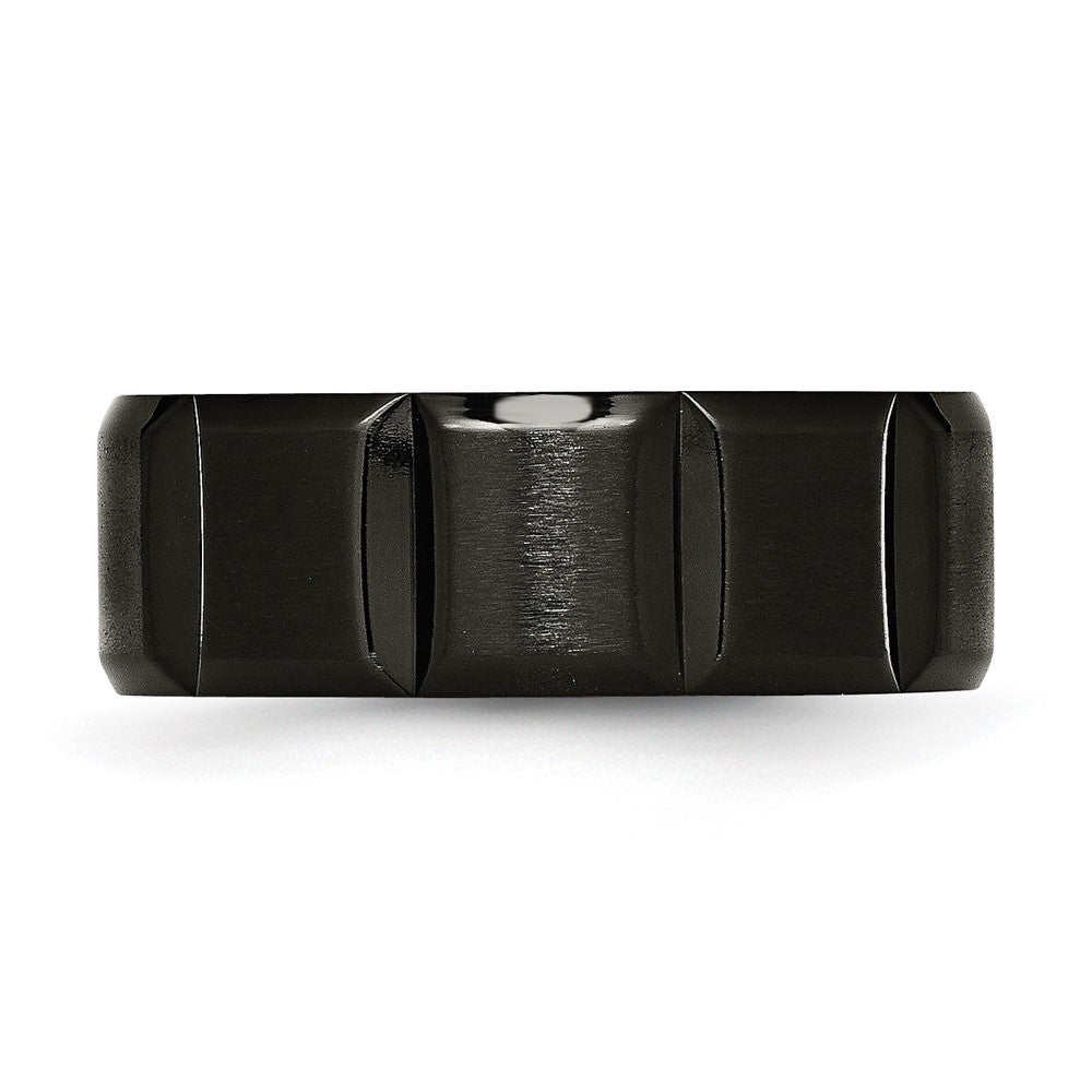 Titanium Brushed And Polished Black Ip Plated 8mm Grooved Band