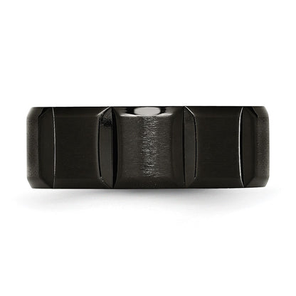 Titanium Brushed And Polished Black Ip Plated 8mm Grooved Band