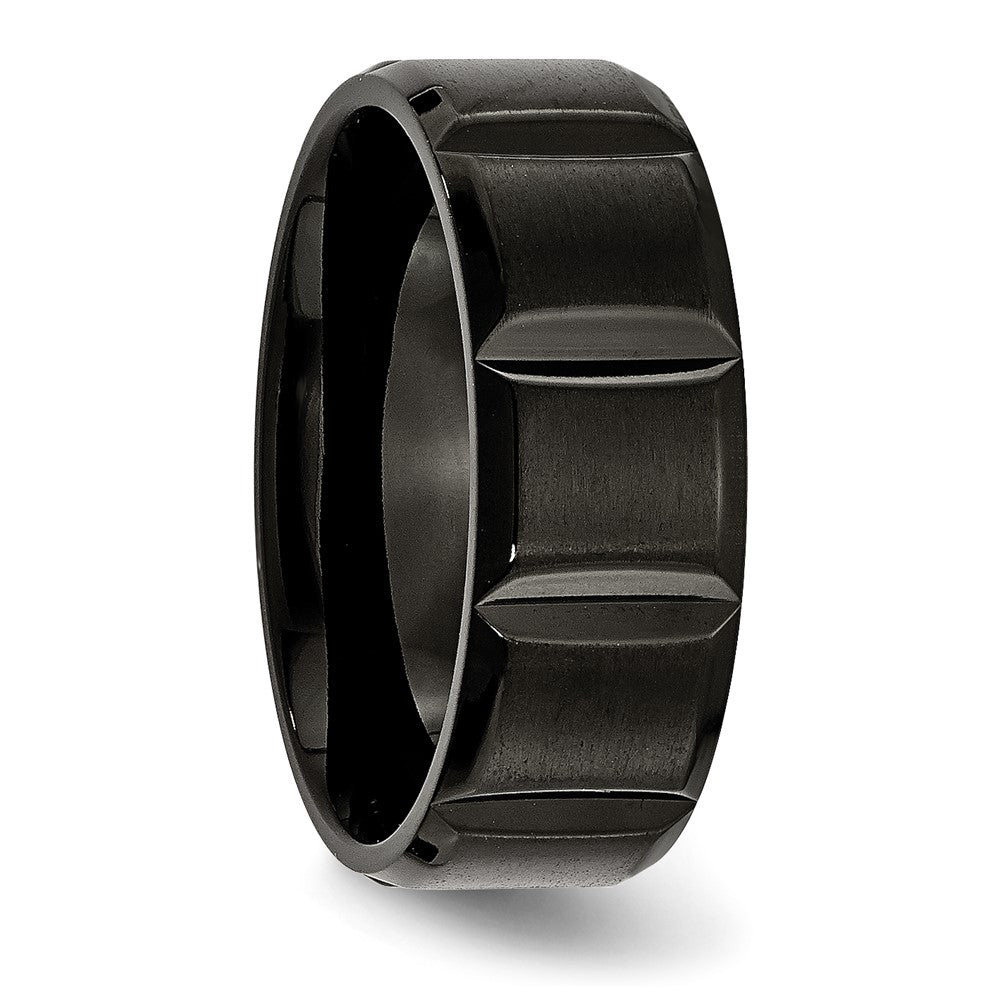 Titanium Brushed And Polished Black Ip Plated 8mm Grooved Band