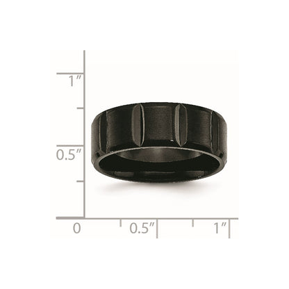 Titanium Brushed And Polished Black Ip Plated 8mm Grooved Band