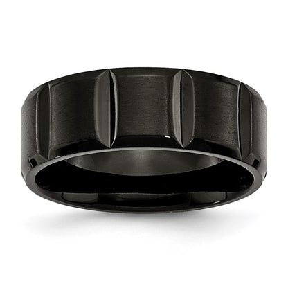 Titanium Brushed And Polished Black Ip Plated 8mm Grooved Band