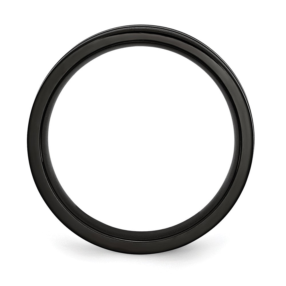 Titanium Grooved Black Ip Plated 6mm Brushed And Polished Band