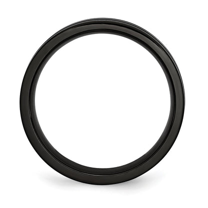 Titanium Grooved Black Ip Plated 6mm Brushed And Polished Band
