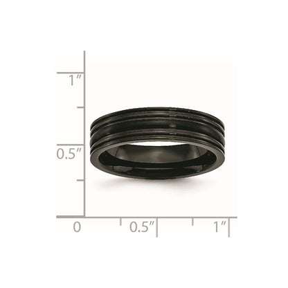 Titanium Grooved Black Ip Plated 6mm Brushed And Polished Band
