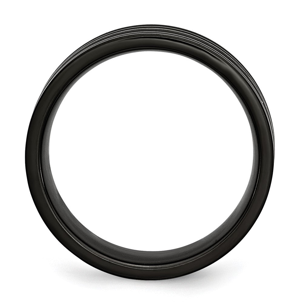 Titanium Grooved Black Ip Plated 8mm Brushed And Polished Band