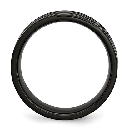 Titanium Grooved Black Ip Plated 8mm Brushed And Polished Band