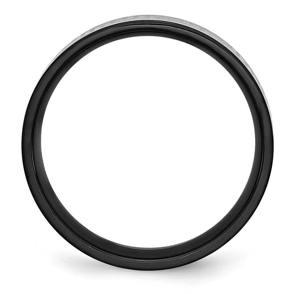 Titanium Brushed/Polished Black Ip Laser Etched Greek Key 6mm Band